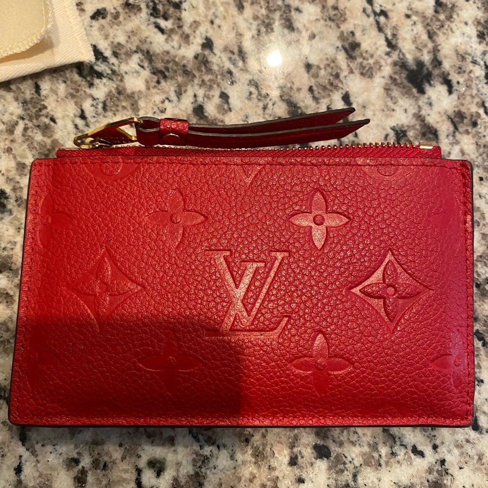 Louis Vuitton Red Embossed Leather Zip Pouch